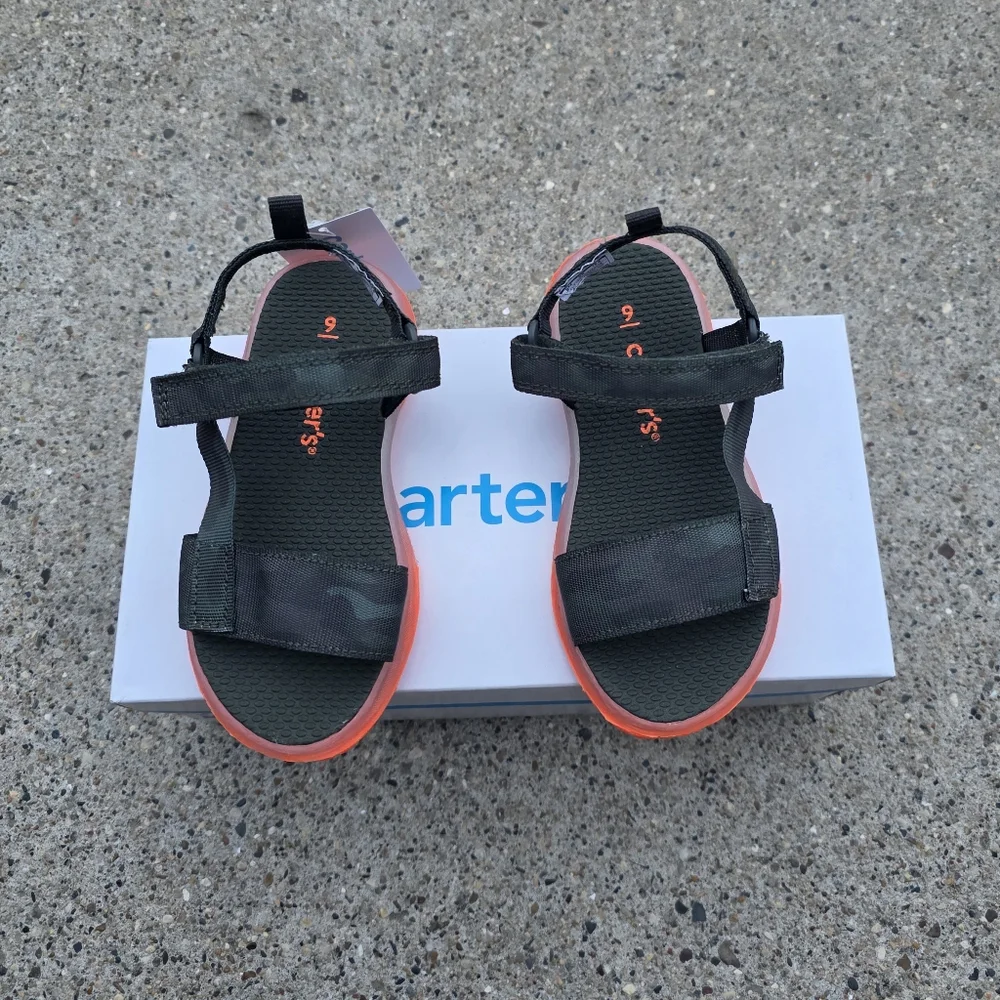 Carter's Kids Sandals - Black and Orange Size 8